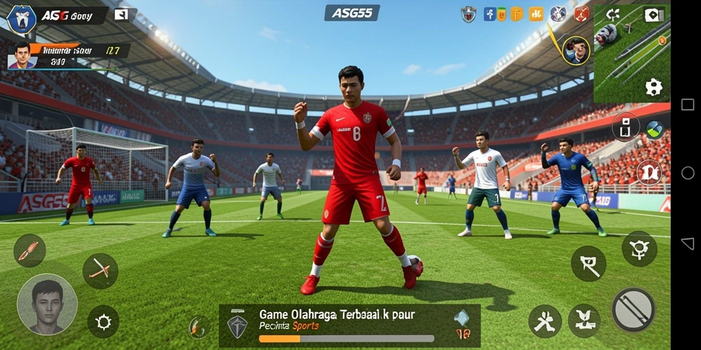 Screenshot utama ASG55 menampilkan aksi seru dalam permainan olahraga.