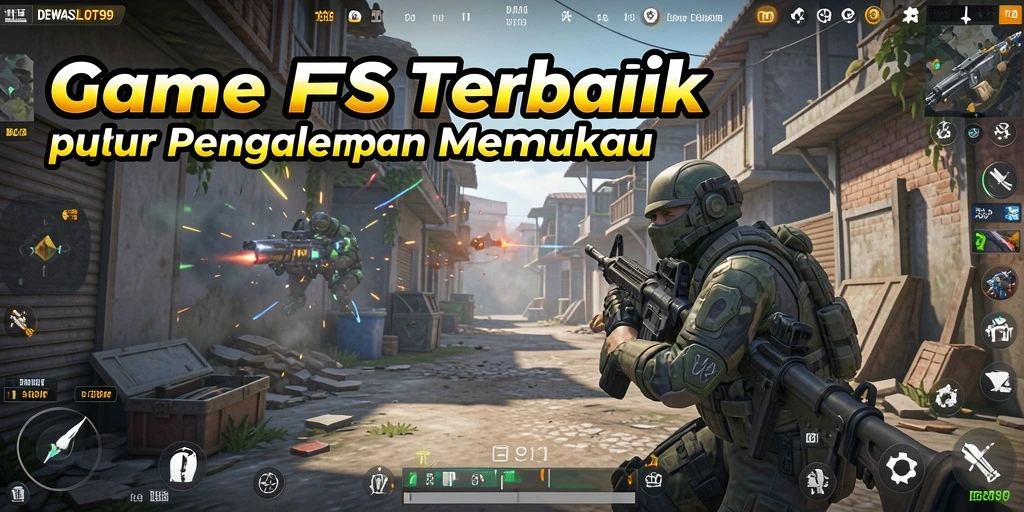 Screenshot utama menampilkan aksi menembak yang menegangkan di DEWASLOT99.