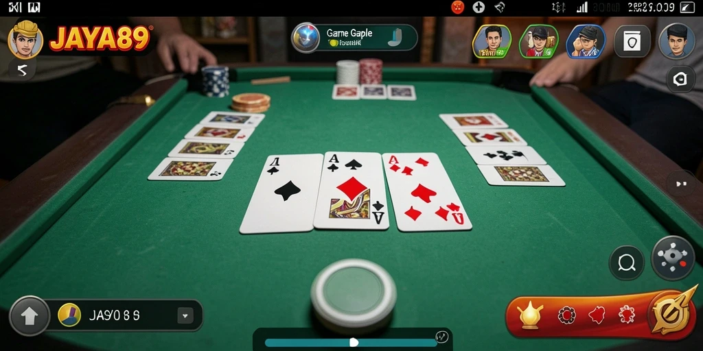 Tangkapan layar gameplay <strong>JAYA89</strong> menampilkan suasana seru permainan Gaple.