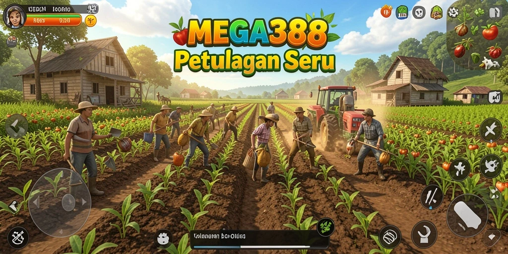 Screenshot gameplay MEGA388 yang menunjukkan aktivitas bertani.