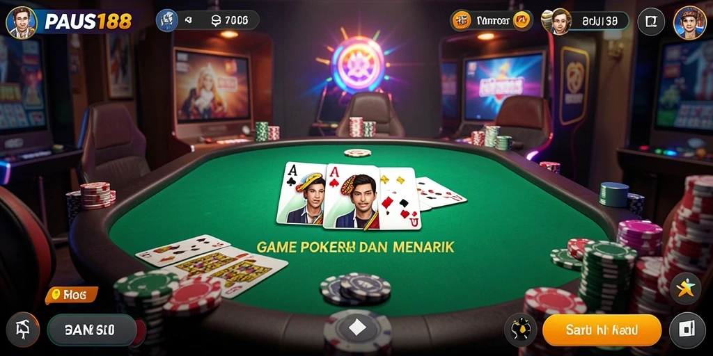 Tampilan gameplay poker PAUS188 yang menarik dan mendebarkan.